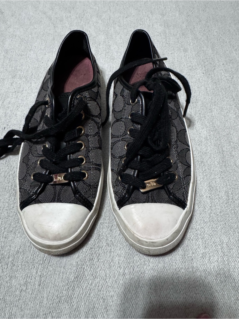 Coach Black Signature Low-Top Sneakers with White Soles